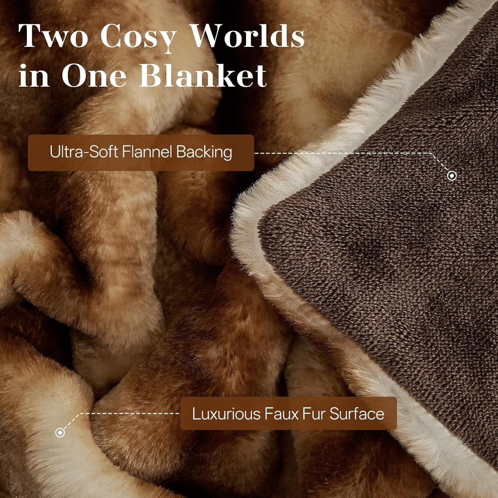Ultra-Soft Faux Fur Throw Blanket - 60"x80", Brown