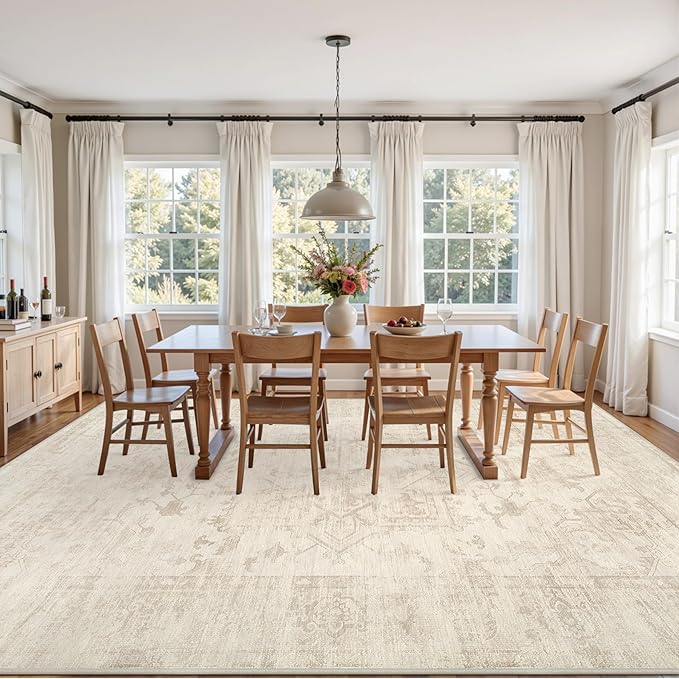 5x7 Area Rugs for Living Room: Vintage Boho Neutral Washable Rug Indoor Soft - Image 9