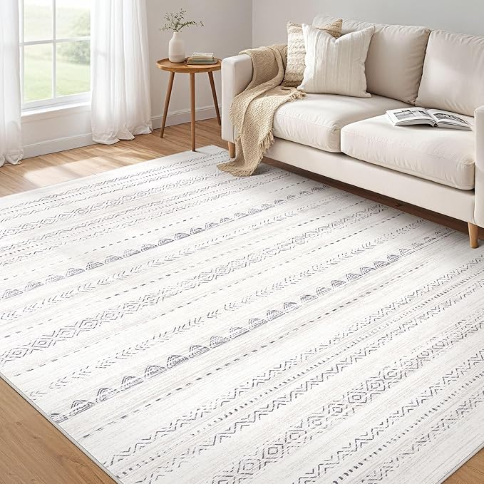 Nakagishi 6x10 Area Rugs Living Room: Washable Boho Large Neutral Soft by NakagishiAreaRug