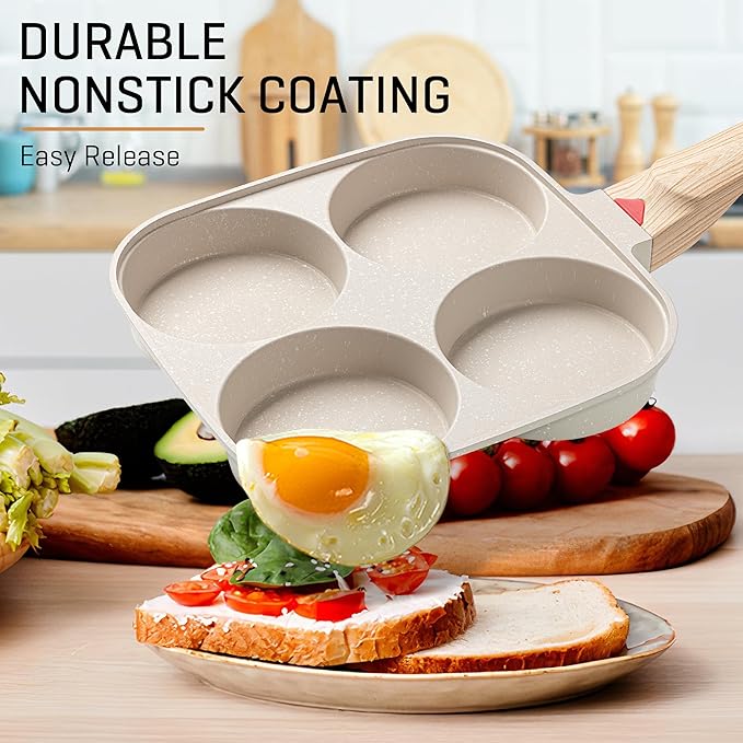 MyLifeUNIT Egg Frying Pan, 4-Cup Egg Pan Nonstick, Fried Egg Pan Skillet - Image 8