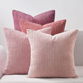Topfinel Pink Throw Pillows Covers 18x18 Inch Set of 4, Farmhouse Corduroy by Topfinel