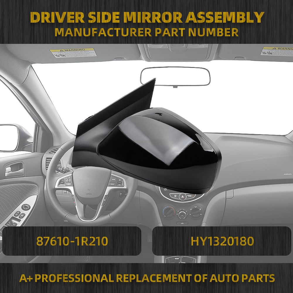 Dasbecan Driver Side Mirror Compatible with 12-17 Hyundai Accent Black 3pin