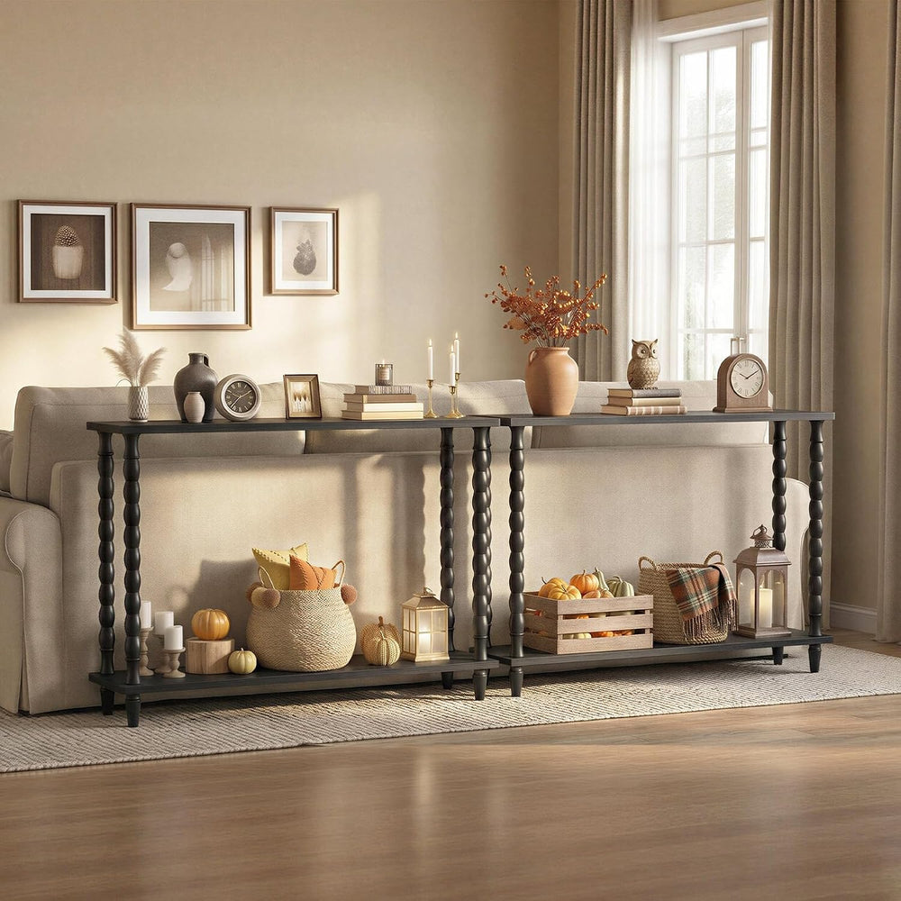 HOOBRO 39.4'' Mid-Century Console Table, 2-Tier Entryway Table with S...