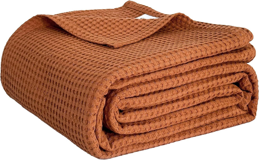 Simple&Opulence 100% Cotton Waffle Weave Blanket Twin Size 66"x90&qu...