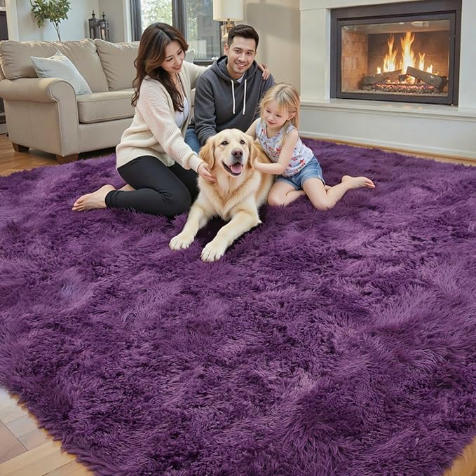 Area Rugs 10x14 Living Room, Shaggy Carpet Soft Plush Furry Bedside Rug Large - Image 3