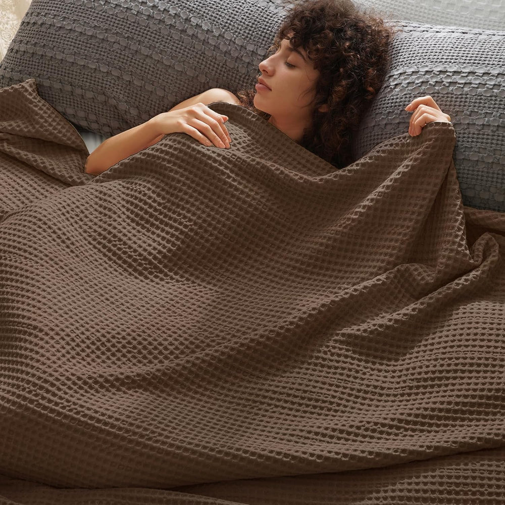 PHF Ultra Soft Waffle Weave Blanket for Bed, King Size, 104"* 90" C...
