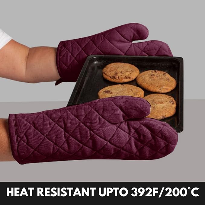 Oven Mitt & Pot Holder 100% Cotton Set of Heat Resistant Oven Gloves & Hot Pads - Image 5