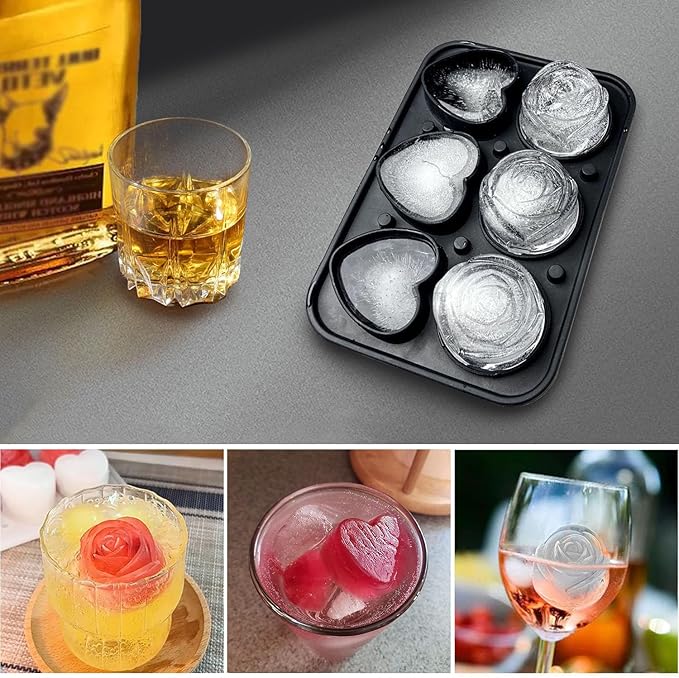 Rose Ice Cube Mold, Heart Shapes Ice Cube Tray, Silicone Ice Mold Fun Shapes - Image 6