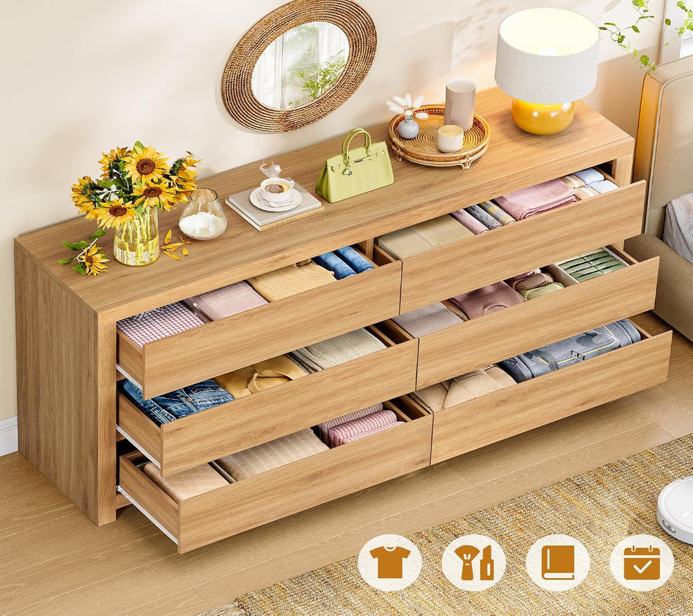 55" Dresser for Bedroom with 6 Drawers, Modern Dressers & Chests of ...