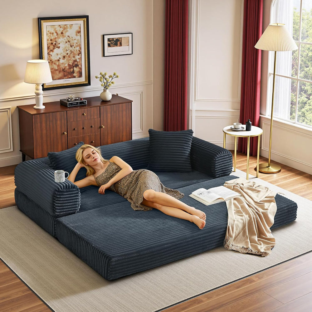 Boneless Couch Futon Sofa Bed Sectional Couches for Living Room,Cloud Couch w...