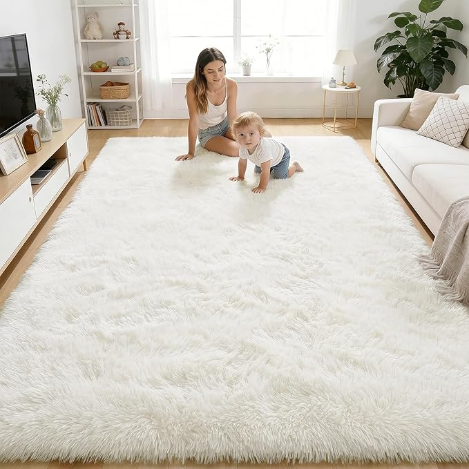 OLANLY Area Rugs for Living Room Bedroom, Machine Washable 4x5.9 ft Soft Fluffy by OLANLY