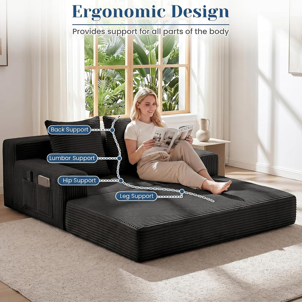 Convertible Sofa Bed,Small Boneless Couch & Boneless Loveseat,Pull Out Co...