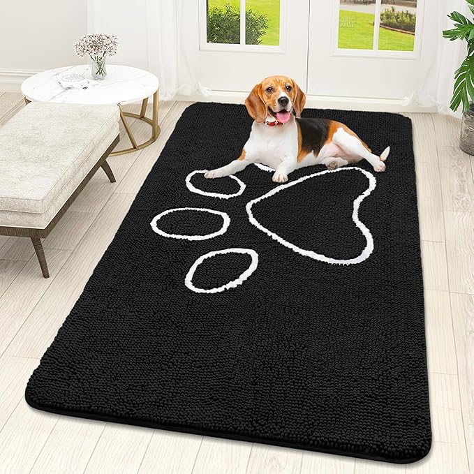 OLANLY Dog Door Mat for Muddy Paws 59x32, Paw Print Design, Absorbs Moisture by OLANLY