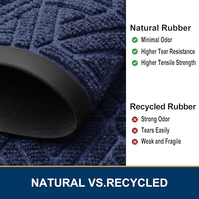 Smiry Front Door Mat Outside Entrance, Heavy Duty Sturdy Natural Rubber Doormat - Image 5