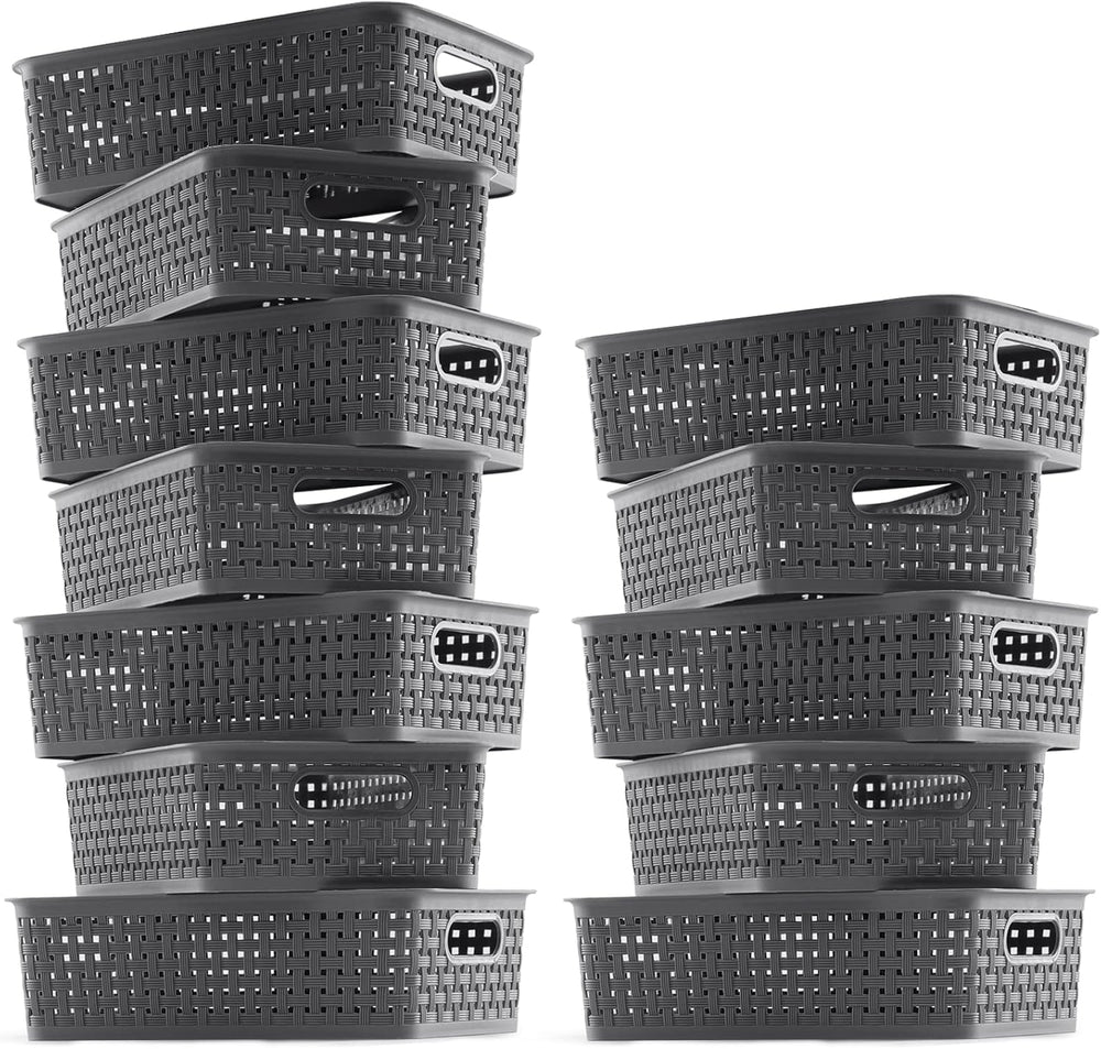 [ 12 Pack ] Plastic Storage Baskets - Small Pantry Organization and Storage B...