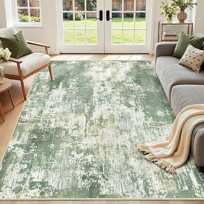 Washable Area Rugs 5'x7' Non-Slip Modern Abstract Soft by RELEANY