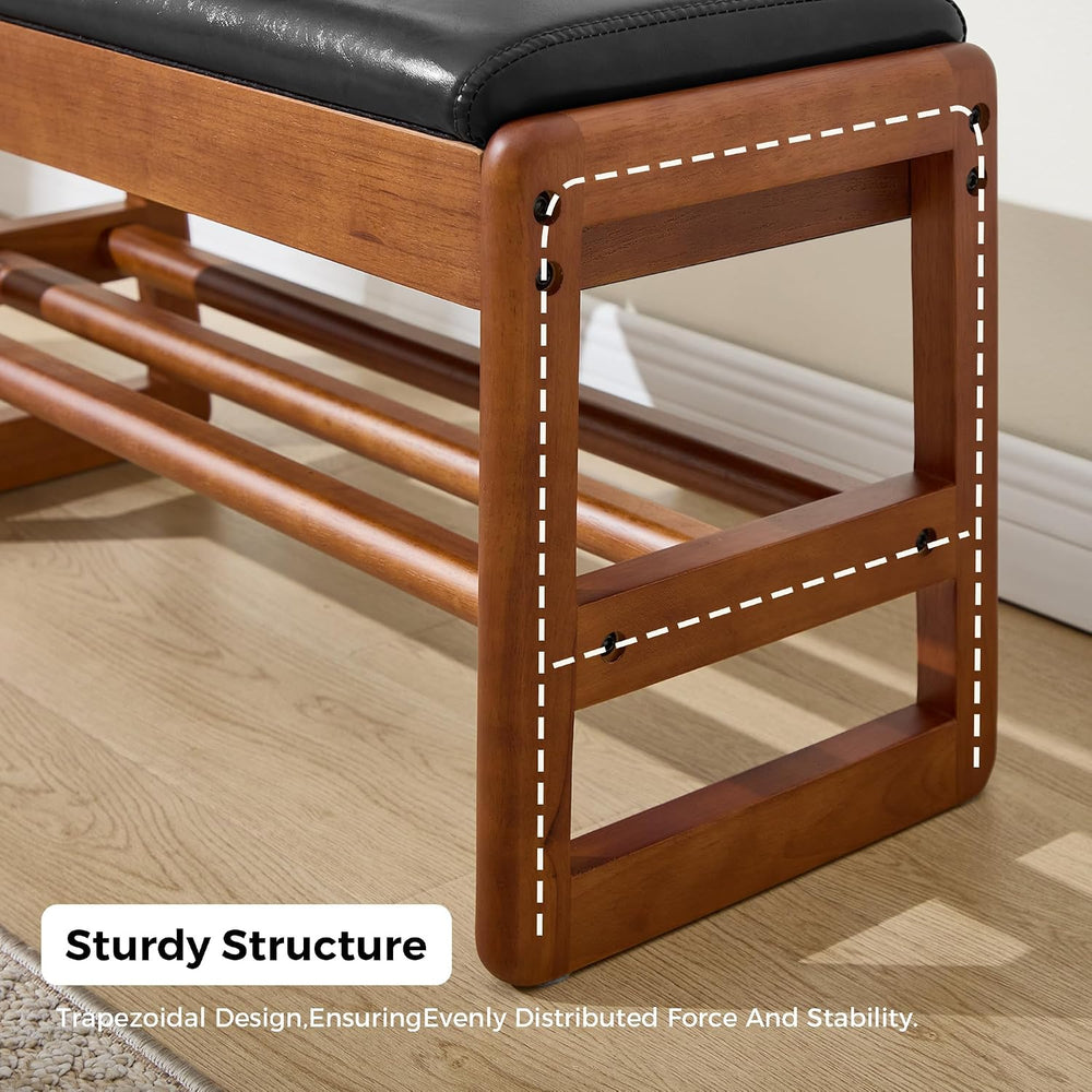 31.5" Shoe Rack Bench,2 Tiers Shoe Bench with Storage,Walnut Storage Ben...