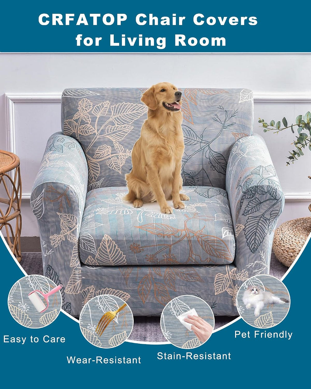 CRFATOP Armchair Chair Covers for Living Room Sofa Couch Slipcover,19