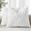 decorUhome Throw Pillow Covers 20x20 Inch Set of 2, Soft Plush Faux Wool White by decorUhome