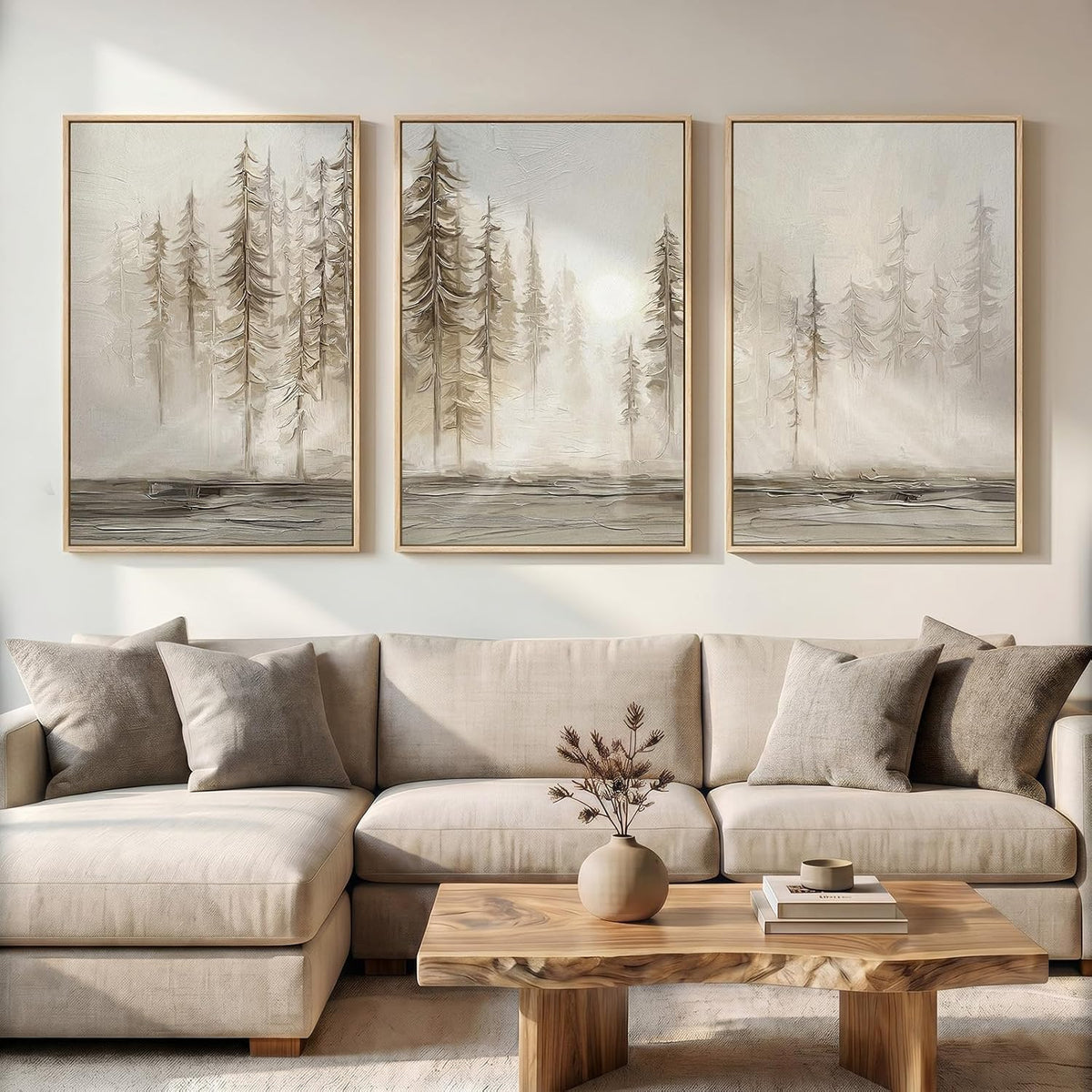 large framed neutral abstract landscape wall art for, main product view