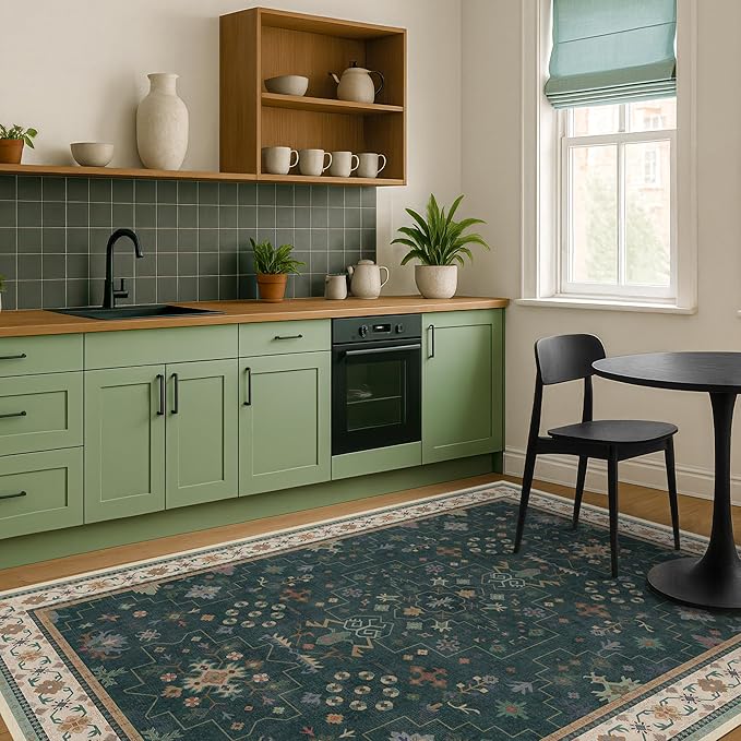 Hazo Haus Vintage Dark Green 6x9 Dining Room Rugs - Image 8