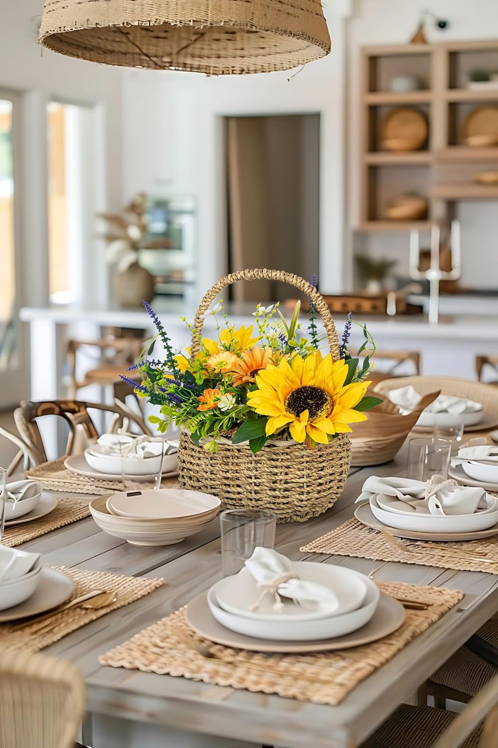 Sunflowers Artificial Flowers, Spring/Summer Flower Centerpieces for Tables S...