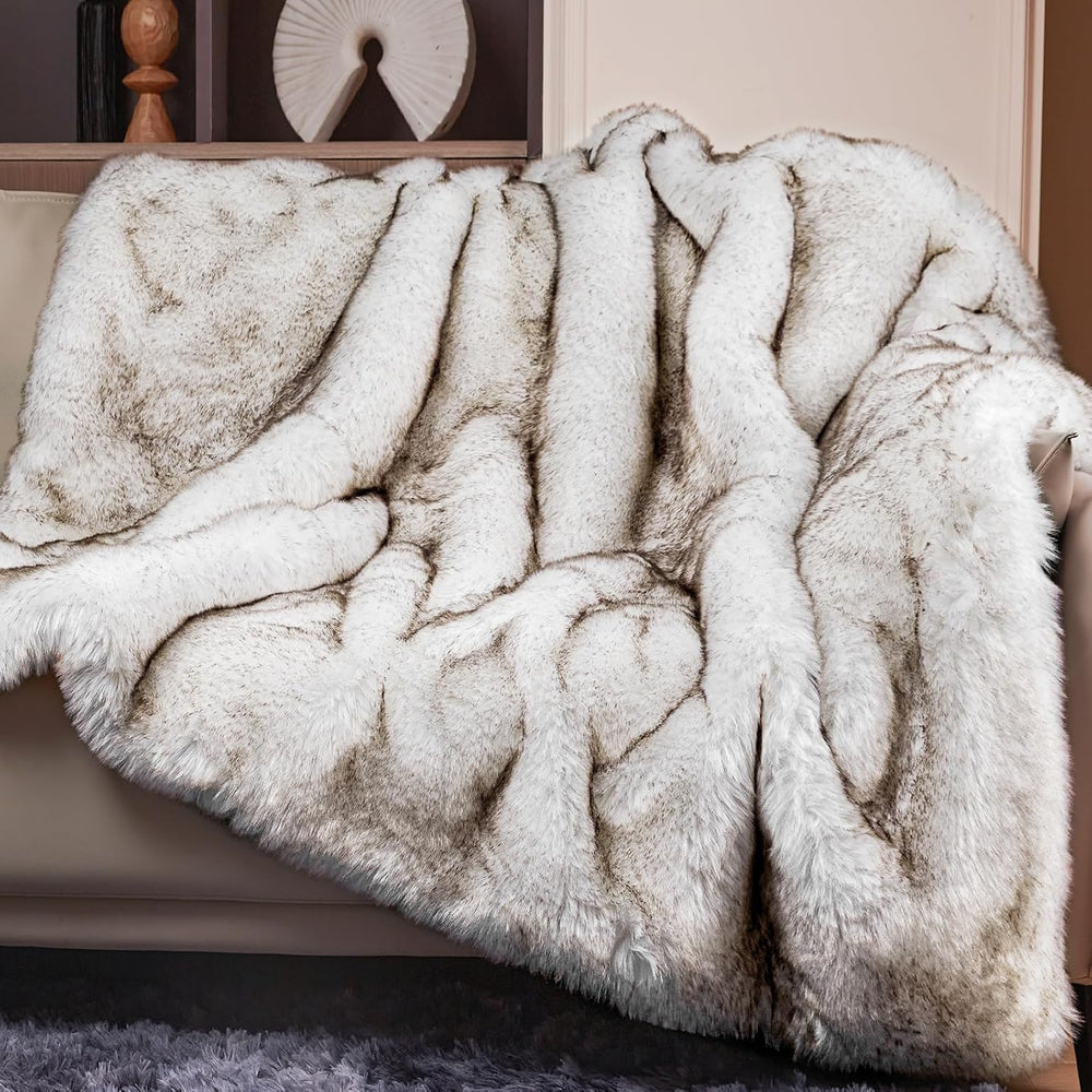 1000GSM Faux Fur Throw Blanket, Super Thick Warm Cozy Heavy Blankets for Couc...