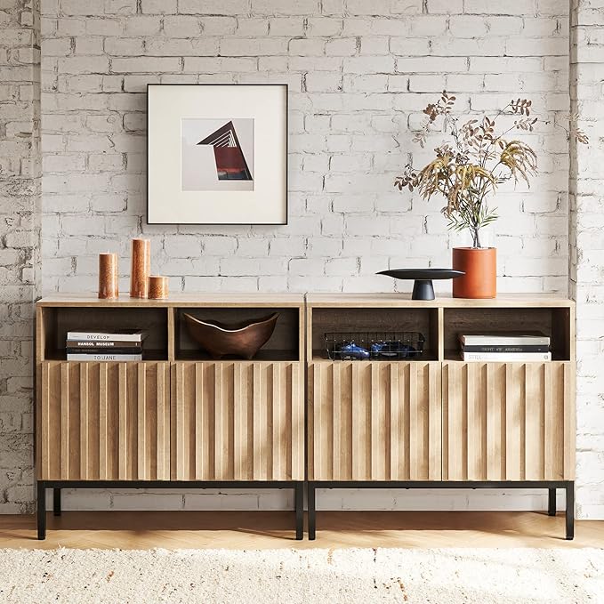 mopio Norwin Storage Cabinet, Sturdy Modern Rustic Industrial Buffet Sideboar...
