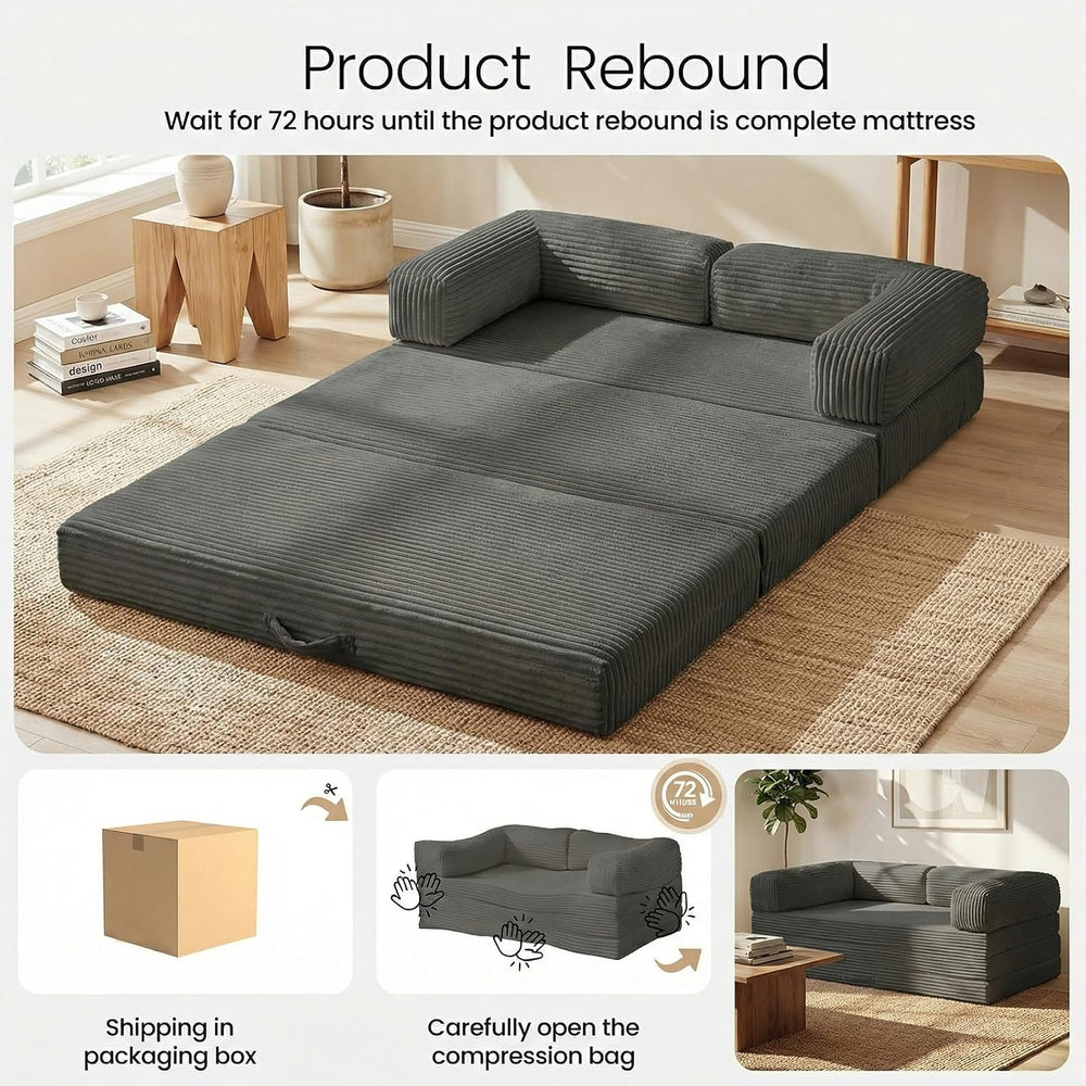 Erament Futon Sofa Bed, Convertible Tri-Folding Mattress Foldable with Remova...