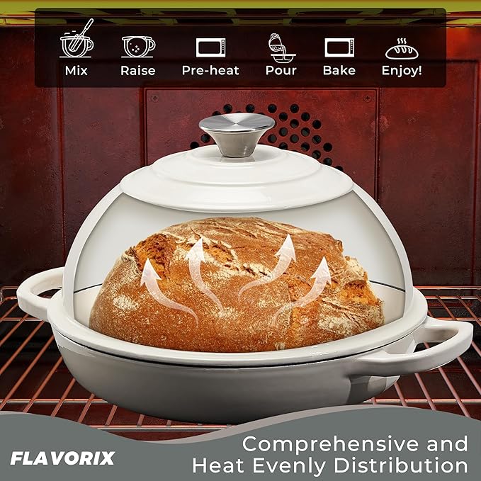 Cast Iron Bread Oven for Sourdough, 6Qt Bread Baking Pan