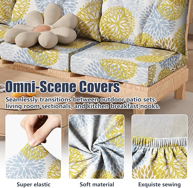 8Pcs Stretch Patio Cushion Covers, Outdoor Couch & Sofa Replacement Slipcovers - Image 4