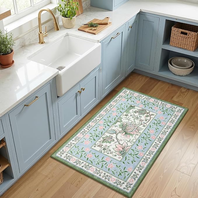 GarveeHome Blue Green Pink 2x3 Door Mat Indoor Rugs - Image 3