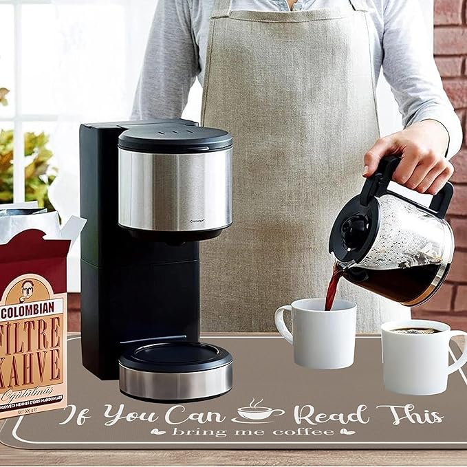 Coffee Bar Mat for Countertops 19inx12in, Absorbent Hide Stain Anti-Slip Cafe - Image 4