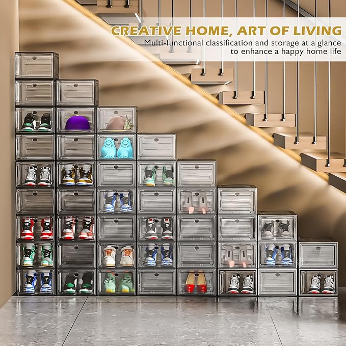 12 Pack Clear Shoe Storage Organizer - Image 4