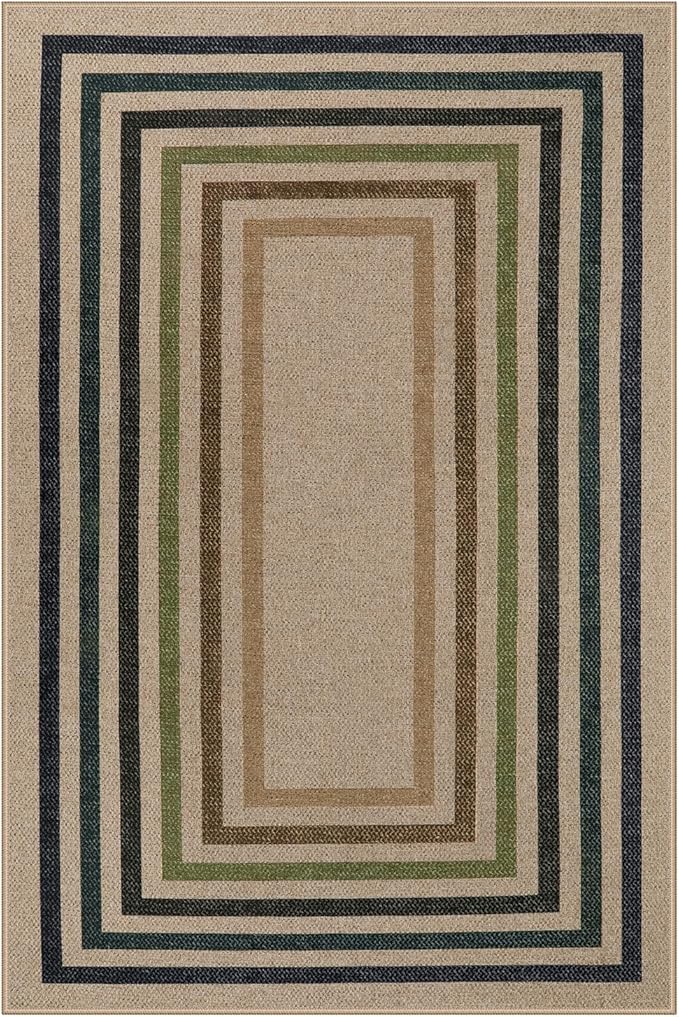 Lahome Enfys Modern Geometric Easy Jute Rug, 4x6 Washable Indoor Outdoor Carpet - Image 8
