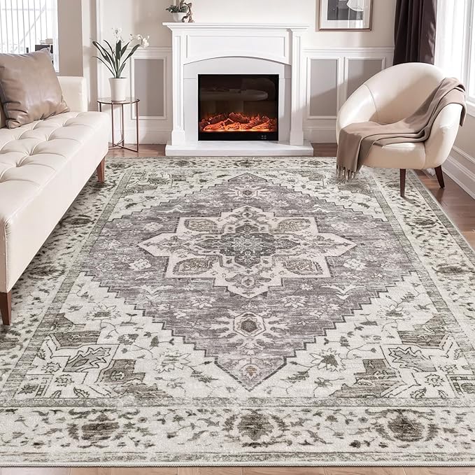 SERISSA Boho 8x10 Area Rugs, Washable Vintage Large Living Room Rug Non-Slip by SERISSAHomeDecorCollection