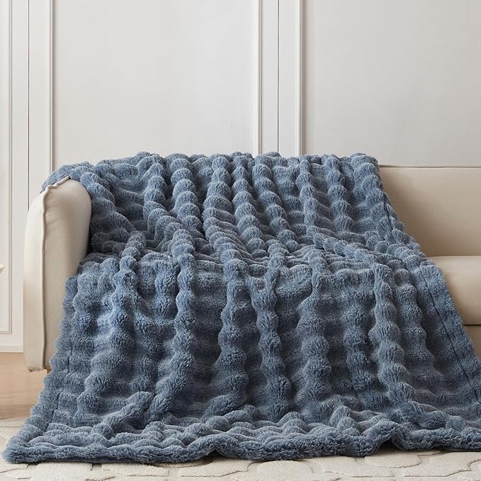 COOVA Faux Fur Throw Blanket for Couch, Cozy Soft and Fuzzy Plush Rabbit Fur - Image 2