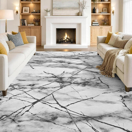 6x9 Washable Non-Slip Area Rug for Living Room (Silver Gray)