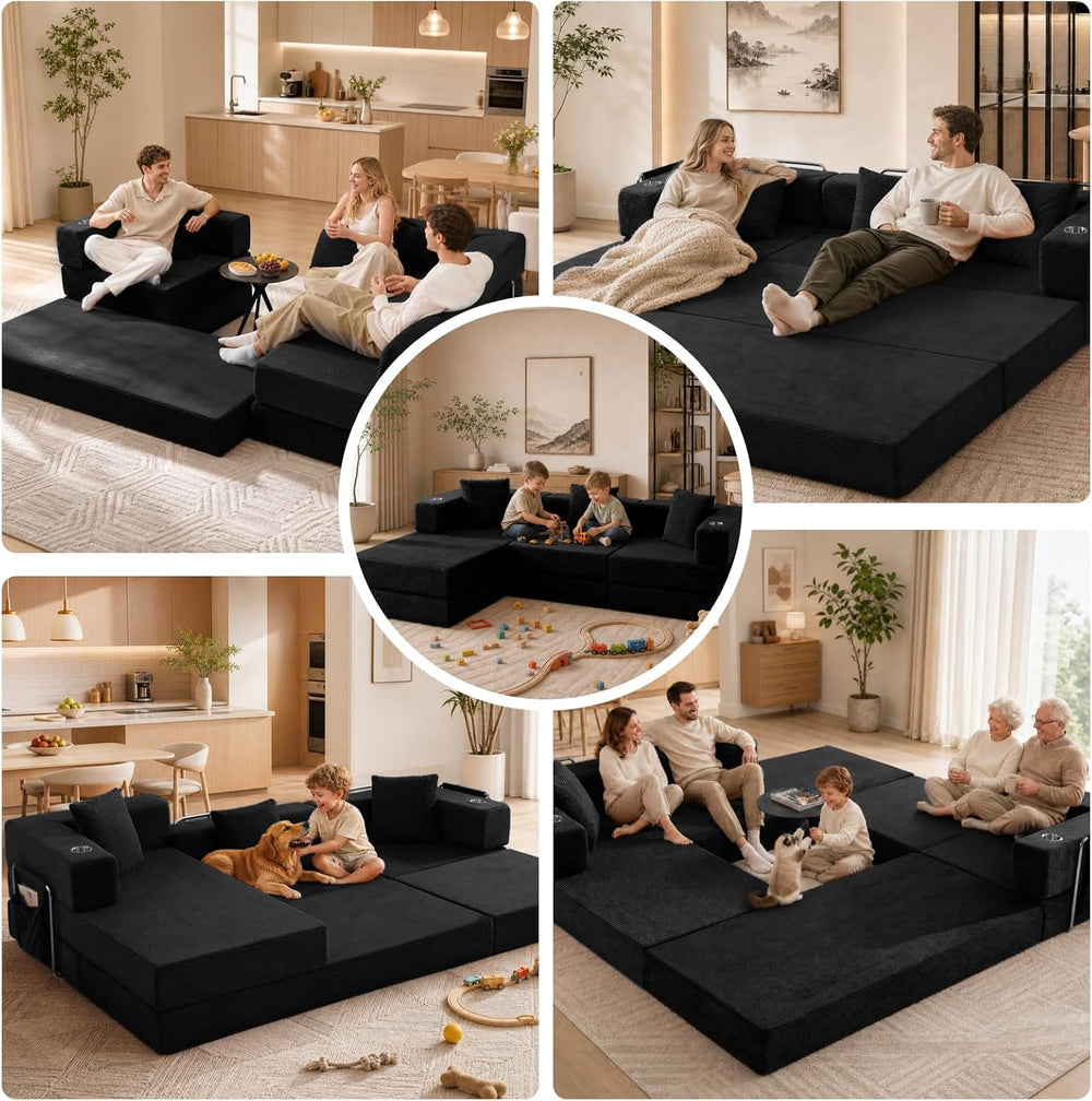 Modular Sectional Sofa, 108" L-Shaped Couch with Deep Seat
