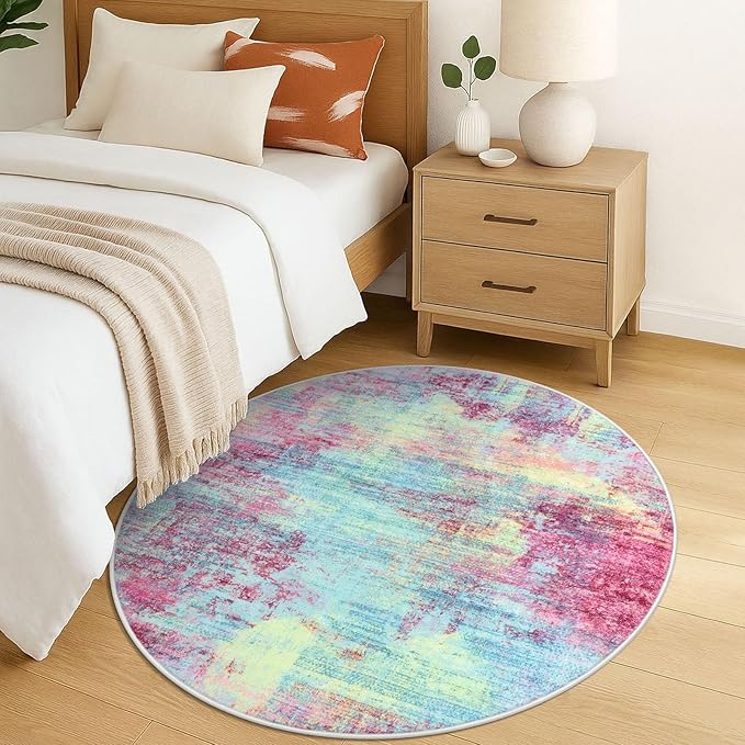 IOHOUZE Round Area Rug 5 Ft Circle Entryway Rugs Round Washable Door Mat Indoor - Image 8