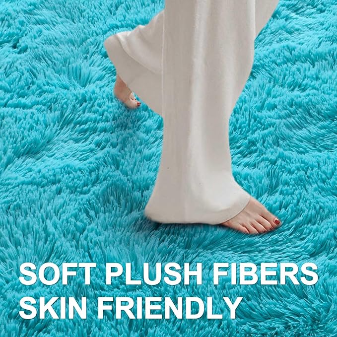 6x9 Ft Large Shag Rugs for Living Room, Ultra Soft Teal Fluffy Furry Area Rugs - Image 4