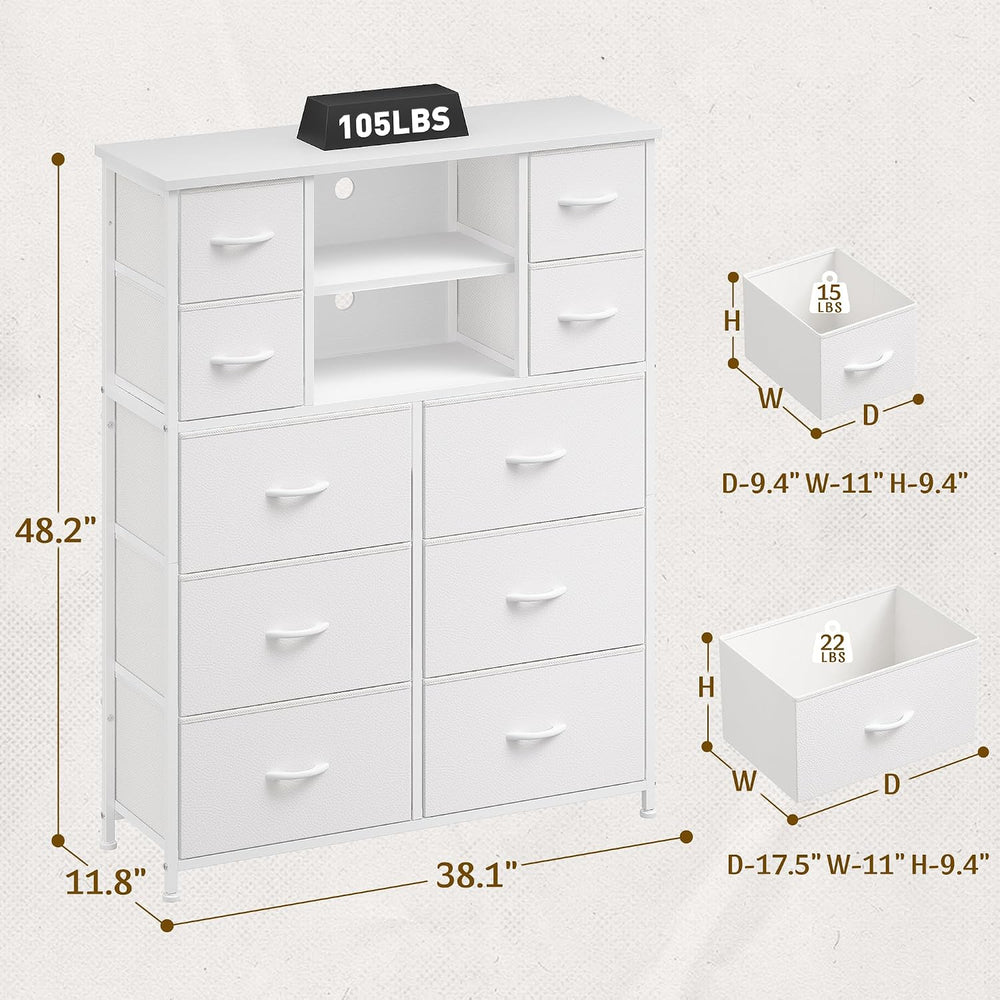 10-Drawer Dresser for Bedroom, 48"H Organizer Storage for clothes