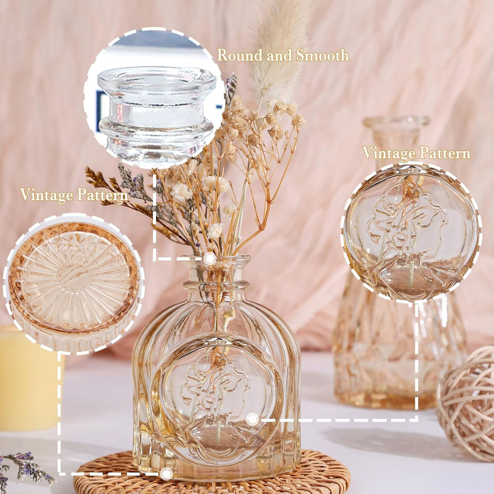 UPBUD Amber Gold Glass Bud Vases Set of 12, Small Vases for Flowers