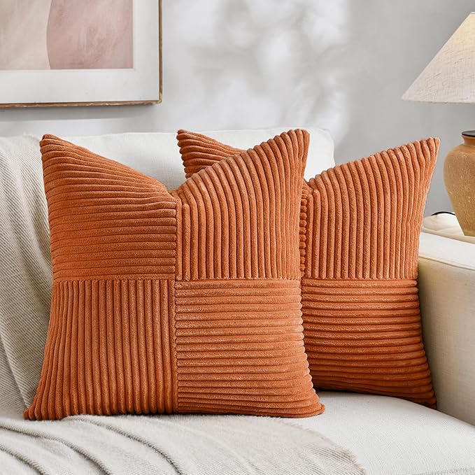 Fancy Homi 2 Packs Burnt Orange Decorative Throw Pillow Covers 20x20 Inch by Fancy+Homi