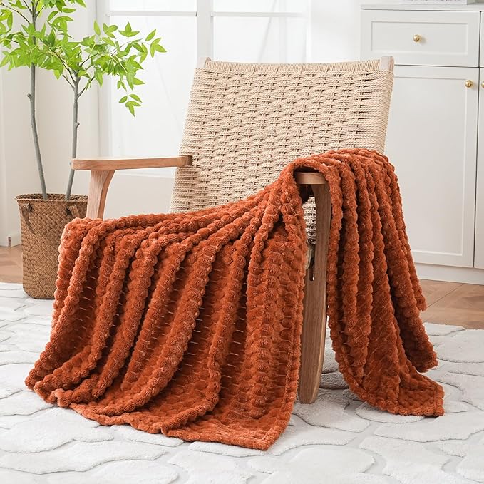 Burnt Orange Throw Blanket 50"×70" inches Gifts by Puncuntex