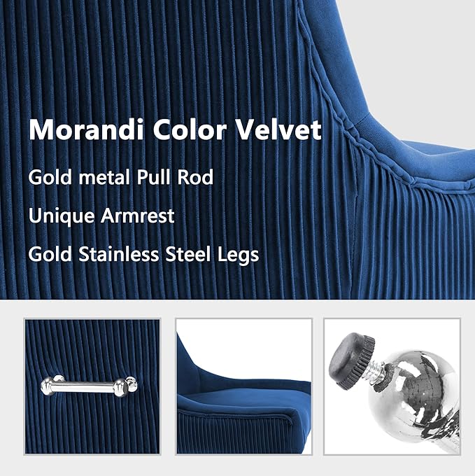 Velvet Dining Chairs Set of 4 with Silver Metal Legs, Modern Upholstered Kitc...
