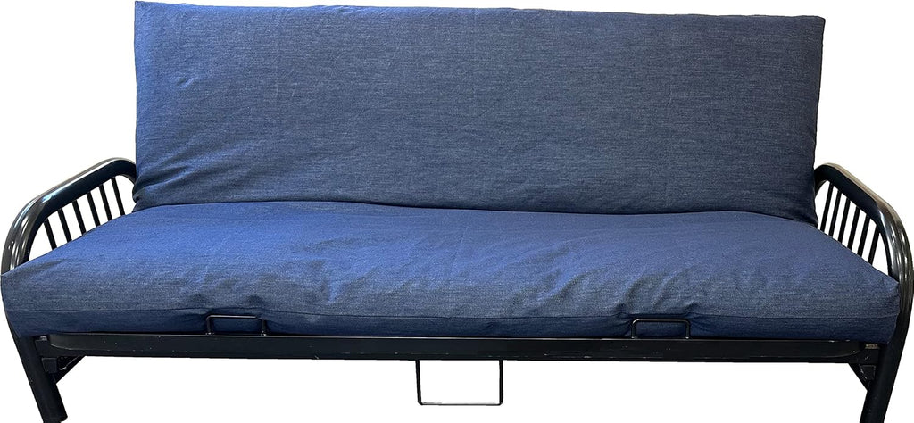 D&D Futon Furniture Real Denim Jean Full Size Futon Mattress Cover, Thick and Durable Dark Blue Denim.