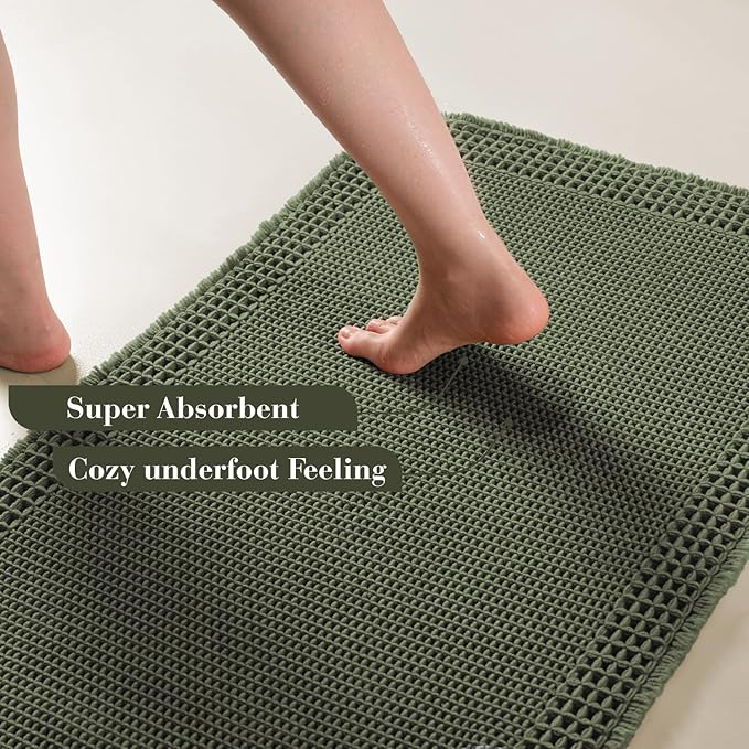 RESARE Christmas Waffle Bathroom Runner Rugs, Super Absorbent Bath Mat Non Slip - Image 3