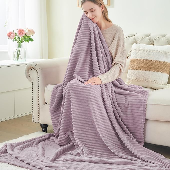 BEDELITE Fleece Blanket Twin Size – 3D Ribbed Jacquard Soft and Warm Decorative - Image 6