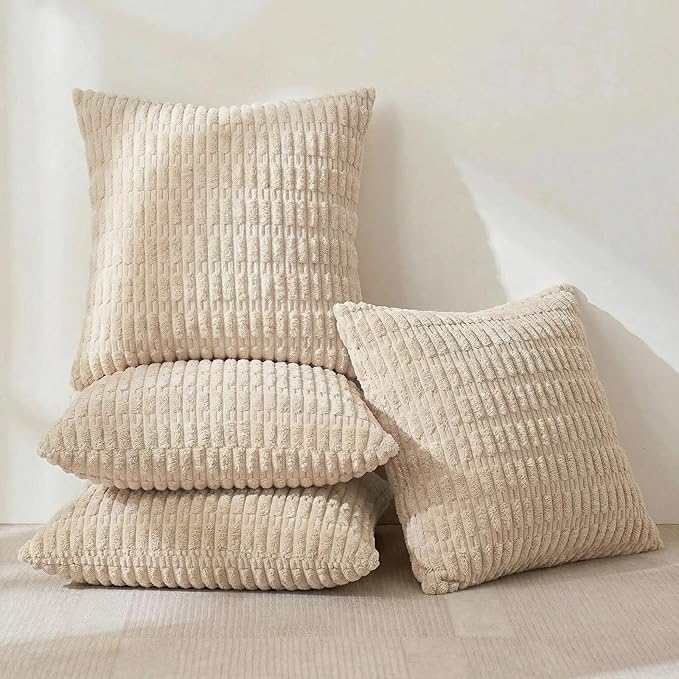 Fancy Homi 4 Packs Tan Decorative Throw Pillow Covers 18x18 Inch - Image 2